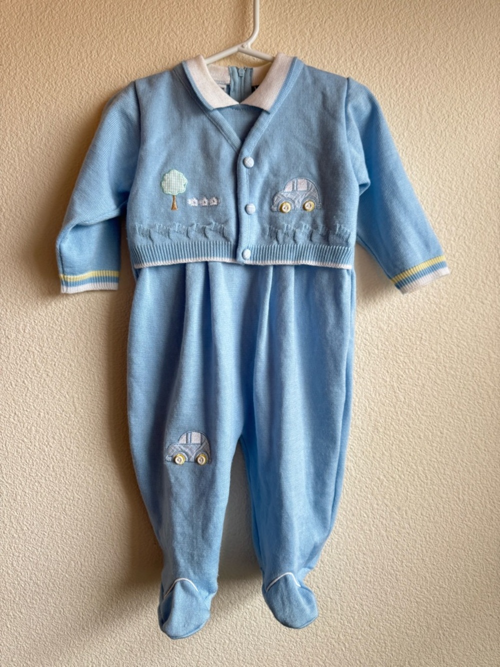 Carriage Boutique Vintage Footed One-Piece with Car & Tree Patchwork
